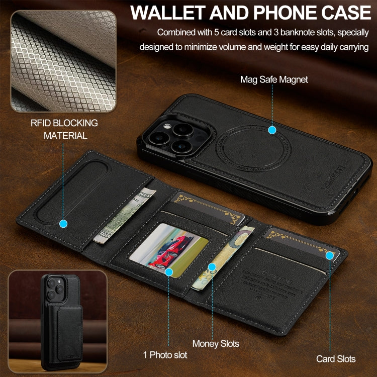 For iPhone 15 Pro LC.IMEEKE L5 Series Detachable RFID Card Bag Magsafe Phone Case(Black) - iPhone 15 Pro Cases by LC.IMEEKE | Online Shopping UK | buy2fix