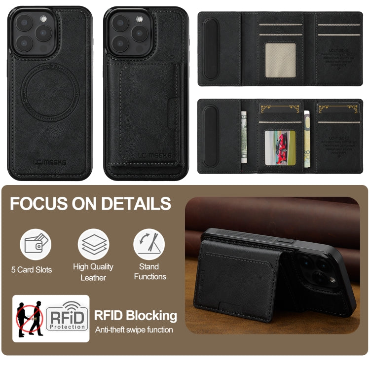 For iPhone 15 Pro LC.IMEEKE L5 Series Detachable RFID Card Bag Magsafe Phone Case(Black) - iPhone 15 Pro Cases by LC.IMEEKE | Online Shopping UK | buy2fix