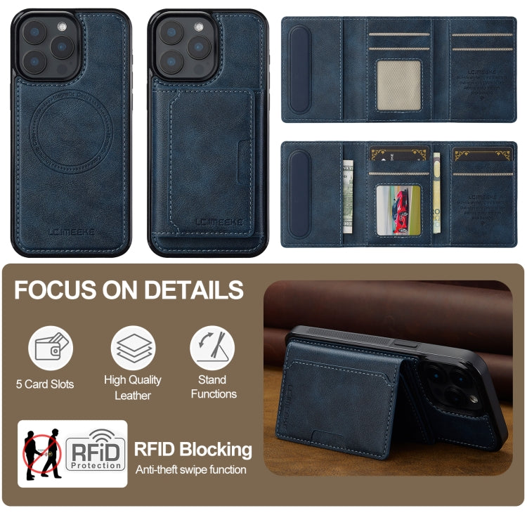 For iPhone 15 Pro LC.IMEEKE L5 Series Detachable RFID Card Bag Magsafe Phone Case(Blue) - iPhone 15 Pro Cases by LC.IMEEKE | Online Shopping UK | buy2fix