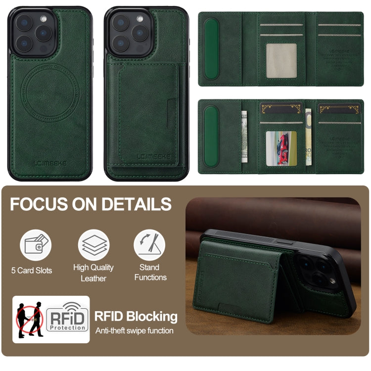 For iPhone 15 Pro LC.IMEEKE L5 Series Detachable RFID Card Bag Magsafe Phone Case(Green) - iPhone 15 Pro Cases by LC.IMEEKE | Online Shopping UK | buy2fix