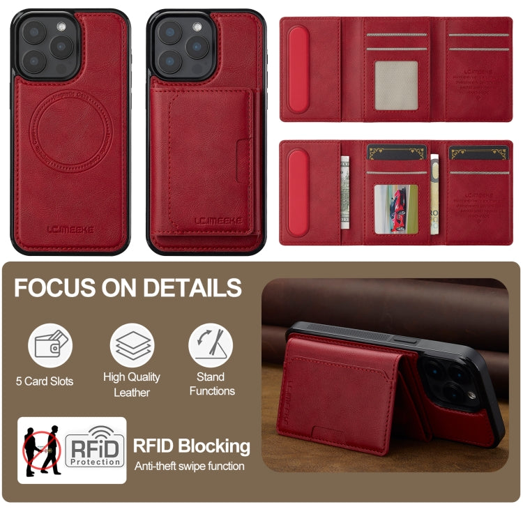 For iPhone 15 Pro LC.IMEEKE L5 Series Detachable RFID Card Bag Magsafe Phone Case(Red) - iPhone 15 Pro Cases by LC.IMEEKE | Online Shopping UK | buy2fix
