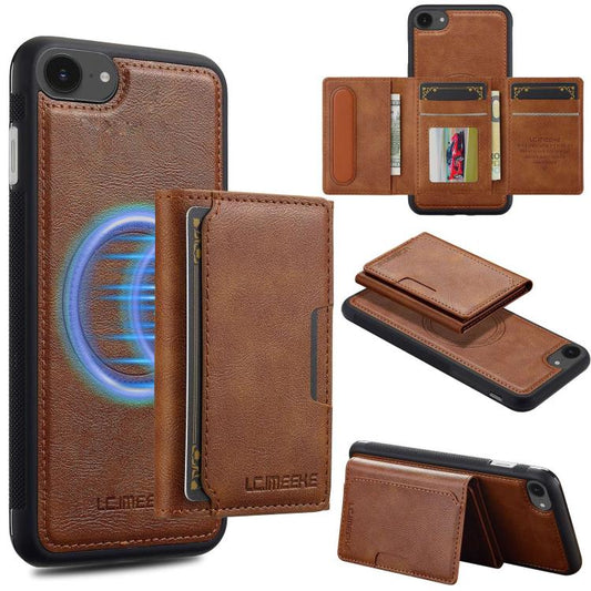 For iPhone SE 2024 LC.IMEEKE L5 Series Detachable RFID Card Bag Magsafe Phone Case(Brown) - More iPhone Cases by LC.IMEEKE | Online Shopping UK | buy2fix