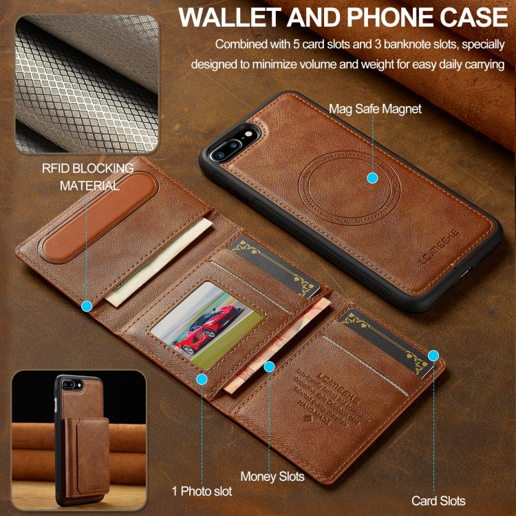 For iPhone SE 2024 LC.IMEEKE L5 Series Detachable RFID Card Bag Magsafe Phone Case(Brown) - More iPhone Cases by LC.IMEEKE | Online Shopping UK | buy2fix