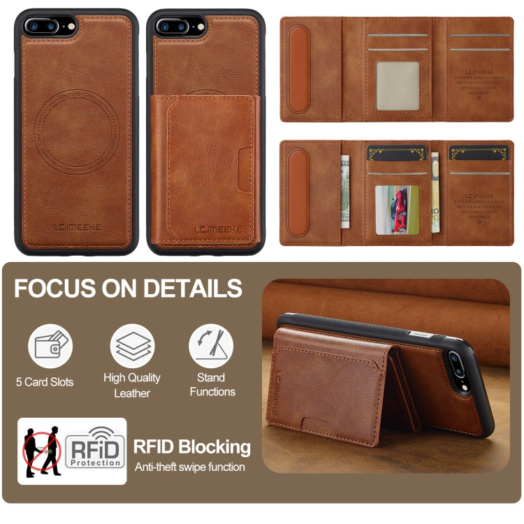 For iPhone SE 2024 LC.IMEEKE L5 Series Detachable RFID Card Bag Magsafe Phone Case(Brown) - More iPhone Cases by LC.IMEEKE | Online Shopping UK | buy2fix