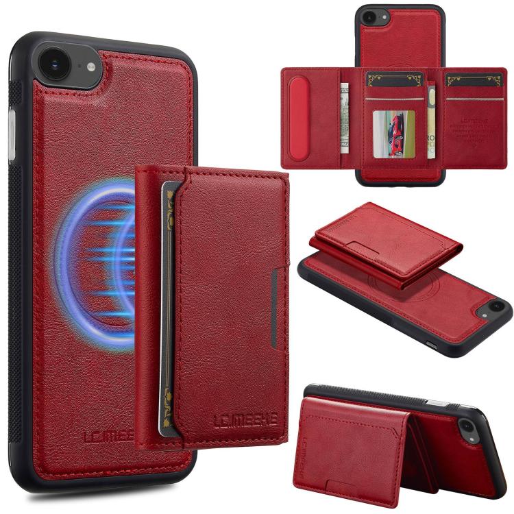 For iPhone SE 2024 LC.IMEEKE L5 Series Detachable RFID Card Bag Magsafe Phone Case(Red) - More iPhone Cases by LC.IMEEKE | Online Shopping UK | buy2fix