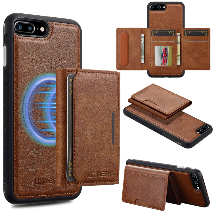For iPhone 8 Plus / 7 Plus LC.IMEEKE L5 Series Detachable RFID Card Bag Magsafe Phone Case(Brown) - More iPhone Cases by LC.IMEEKE | Online Shopping UK | buy2fix