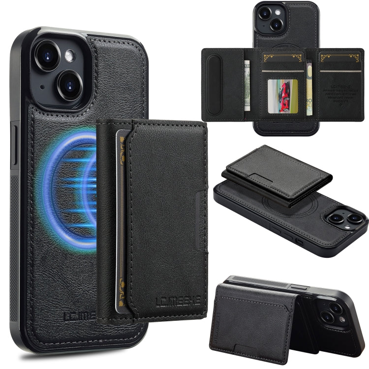 For iPhone 15 LC.IMEEKE L5 Series Detachable RFID Card Bag Magsafe Phone Case(Black) - iPhone 15 Cases by LC.IMEEKE | Online Shopping UK | buy2fix