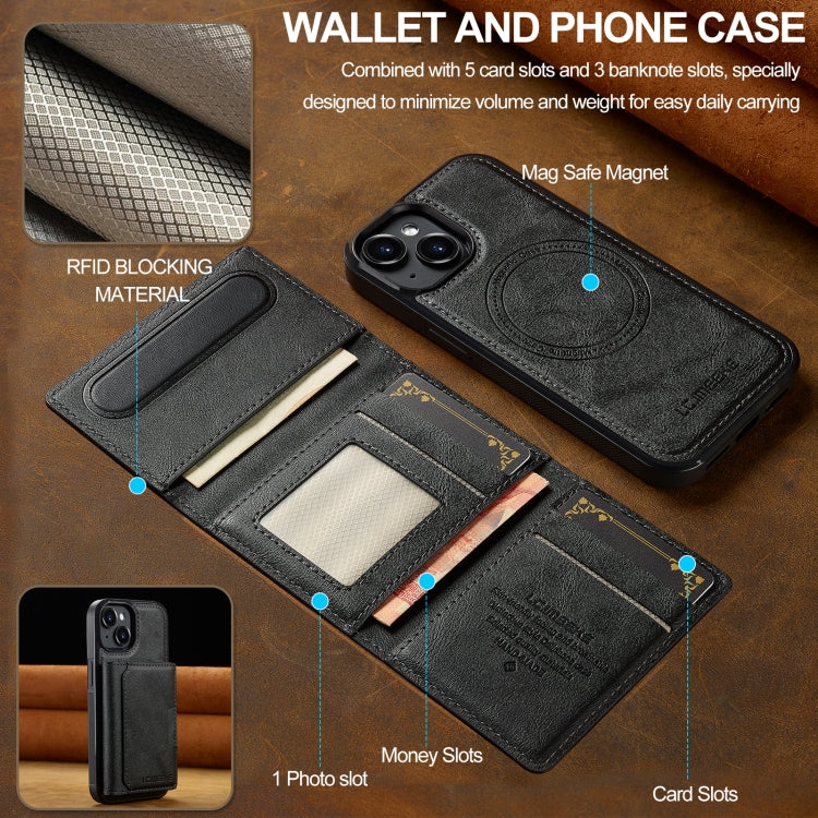 For iPhone 15 LC.IMEEKE L5 Series Detachable RFID Card Bag Magsafe Phone Case(Black) - iPhone 15 Cases by LC.IMEEKE | Online Shopping UK | buy2fix