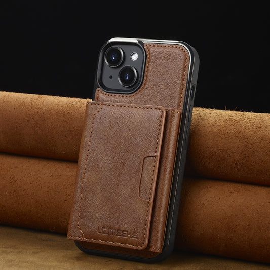For iPhone 15 LC.IMEEKE L5 Series Detachable RFID Card Bag Magsafe Phone Case(Brown) - iPhone 15 Cases by LC.IMEEKE | Online Shopping UK | buy2fix