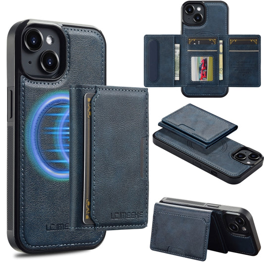 For iPhone 15 LC.IMEEKE L5 Series Detachable RFID Card Bag Magsafe Phone Case(Blue) - iPhone 15 Cases by LC.IMEEKE | Online Shopping UK | buy2fix