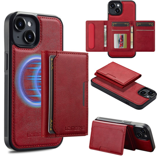 For iPhone 15 LC.IMEEKE L5 Series Detachable RFID Card Bag Magsafe Phone Case(Red) - iPhone 15 Cases by LC.IMEEKE | Online Shopping UK | buy2fix