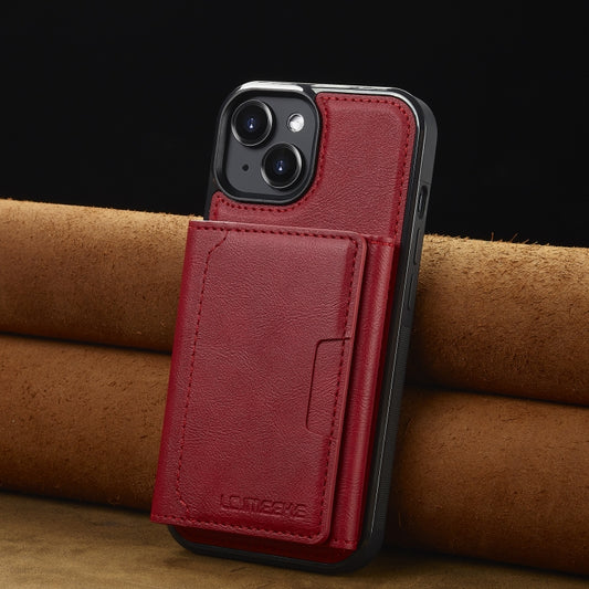 For iPhone 15 LC.IMEEKE L5 Series Detachable RFID Card Bag Magsafe Phone Case(Red) - iPhone 15 Cases by LC.IMEEKE | Online Shopping UK | buy2fix