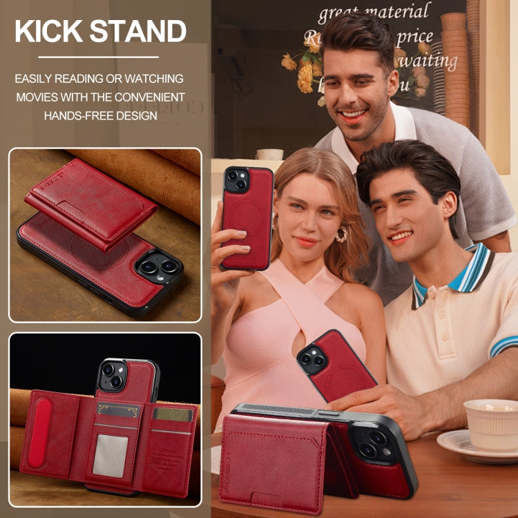 For iPhone 15 LC.IMEEKE L5 Series Detachable RFID Card Bag Magsafe Phone Case(Red) - iPhone 15 Cases by LC.IMEEKE | Online Shopping UK | buy2fix