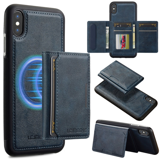 For iPhone XS / X LC.IMEEKE L5 Series Detachable RFID Card Bag Magsafe Phone Case(Blue) - More iPhone Cases by LC.IMEEKE | Online Shopping UK | buy2fix