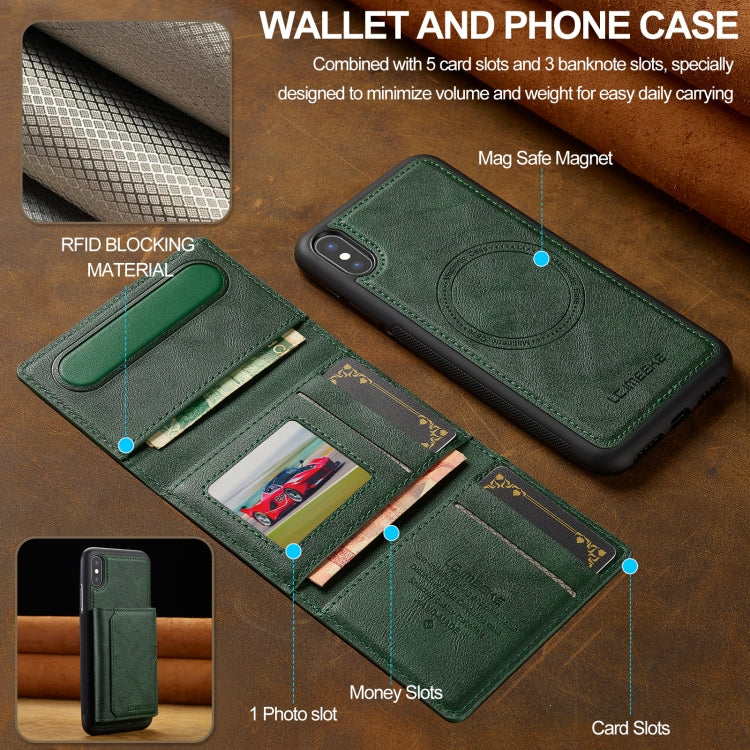 For iPhone XR LC.IMEEKE L5 Series Detachable RFID Card Bag Magsafe Phone Case(Green) - More iPhone Cases by LC.IMEEKE | Online Shopping UK | buy2fix
