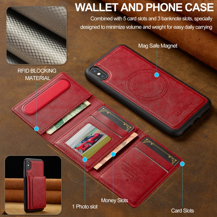 For iPhone XR LC.IMEEKE L5 Series Detachable RFID Card Bag Magsafe Phone Case(Red) - More iPhone Cases by LC.IMEEKE | Online Shopping UK | buy2fix