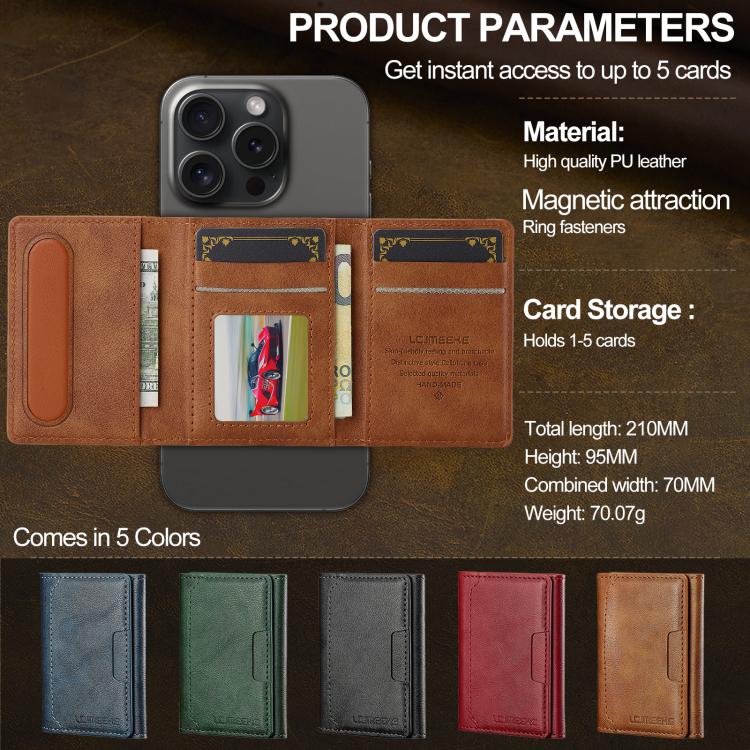 For iPhone 17 LC.IMEEKE L5 Series Detachable RFID Card Bag Magsafe Phone Case(Brown) - iPhone 17 Cases by LC.IMEEKE | Online Shopping UK | buy2fix