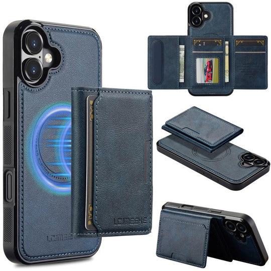 For iPhone 17 LC.IMEEKE L5 Series Detachable RFID Card Bag Magsafe Phone Case(Blue)