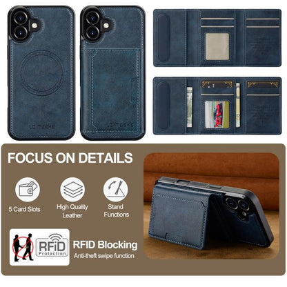 For iPhone 17 LC.IMEEKE L5 Series Detachable RFID Card Bag Magsafe Phone Case(Blue) - iPhone 17 Cases by LC.IMEEKE | Online Shopping UK | buy2fix
