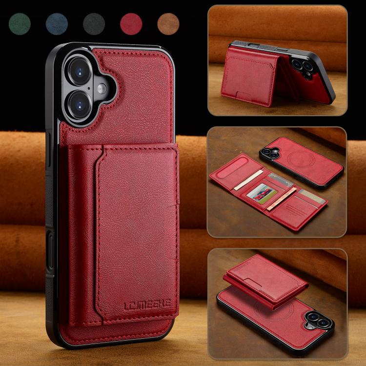 For iPhone 17 LC.IMEEKE L5 Series Detachable RFID Card Bag Magsafe Phone Case(Red) - iPhone 17 Cases by LC.IMEEKE | Online Shopping UK | buy2fix