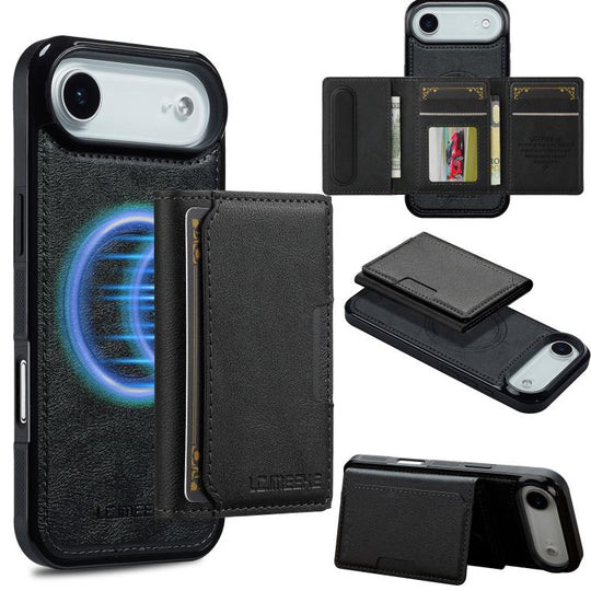 For iPhone Air LC.IMEEKE L5 Series Detachable RFID Card Bag Magsafe Phone Case(Black)