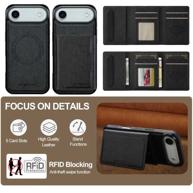 For iPhone Air LC.IMEEKE L5 Series Detachable RFID Card Bag Magsafe Phone Case(Black) - iPhone Air Cases by LC.IMEEKE | Online Shopping UK | buy2fix
