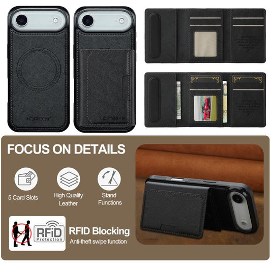 For iPhone Air LC.IMEEKE L5 Series Detachable RFID Card Bag Magsafe Phone Case(Black) - iPhone Air Cases by LC.IMEEKE | Online Shopping UK | buy2fix