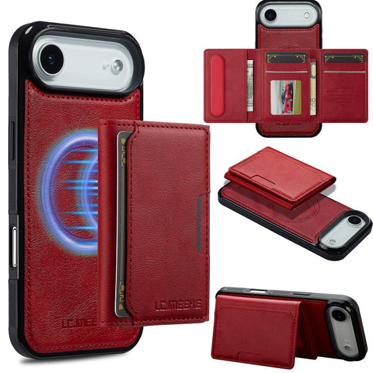 For iPhone Air LC.IMEEKE L5 Series Detachable RFID Card Bag Magsafe Phone Case(Red)