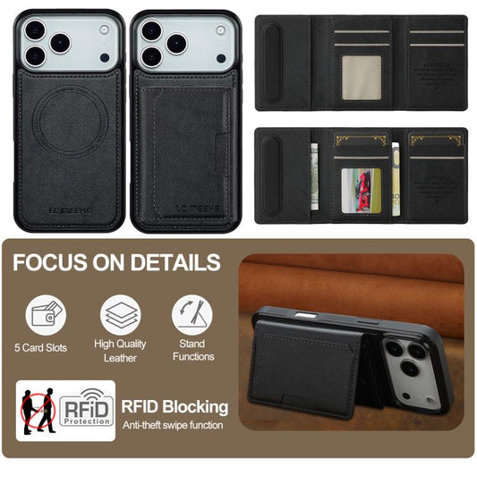 For iPhone 17 Pro LC.IMEEKE L5 Series Detachable RFID Card Bag Magsafe Phone Case(Black) - iPhone 17 Pro Cases by LC.IMEEKE | Online Shopping UK | buy2fix