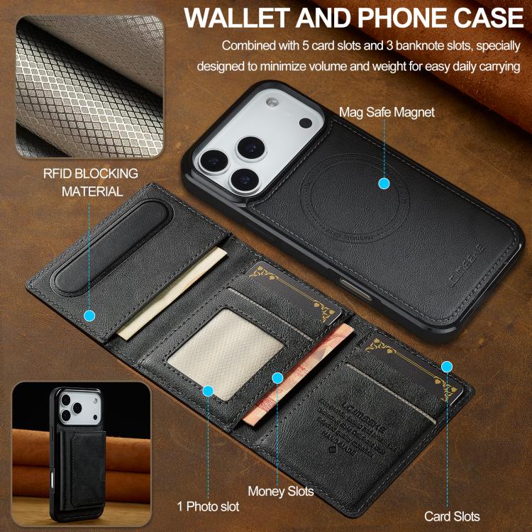 For iPhone 17 Pro LC.IMEEKE L5 Series Detachable RFID Card Bag Magsafe Phone Case(Black) - iPhone 17 Pro Cases by LC.IMEEKE | Online Shopping UK | buy2fix