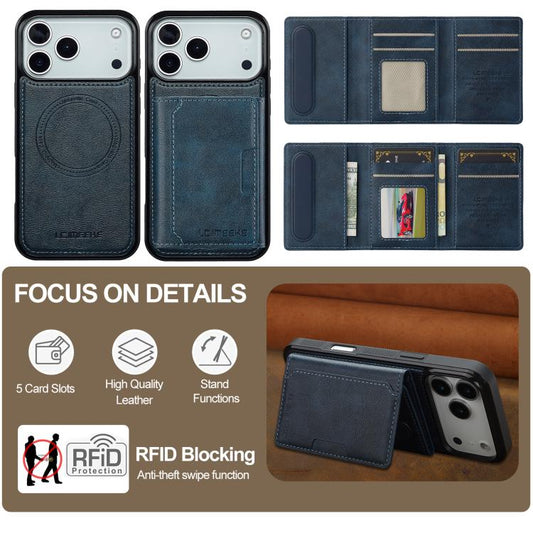 For iPhone 17 Pro LC.IMEEKE L5 Series Detachable RFID Card Bag Magsafe Phone Case(Blue) - iPhone 17 Pro Cases by LC.IMEEKE | Online Shopping UK | buy2fix