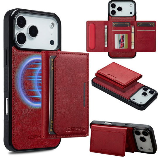 For iPhone 18 Pro / 17 Pro LC.IMEEKE L5 Series Detachable RFID Card Bag Magsafe Phone Case(Red)