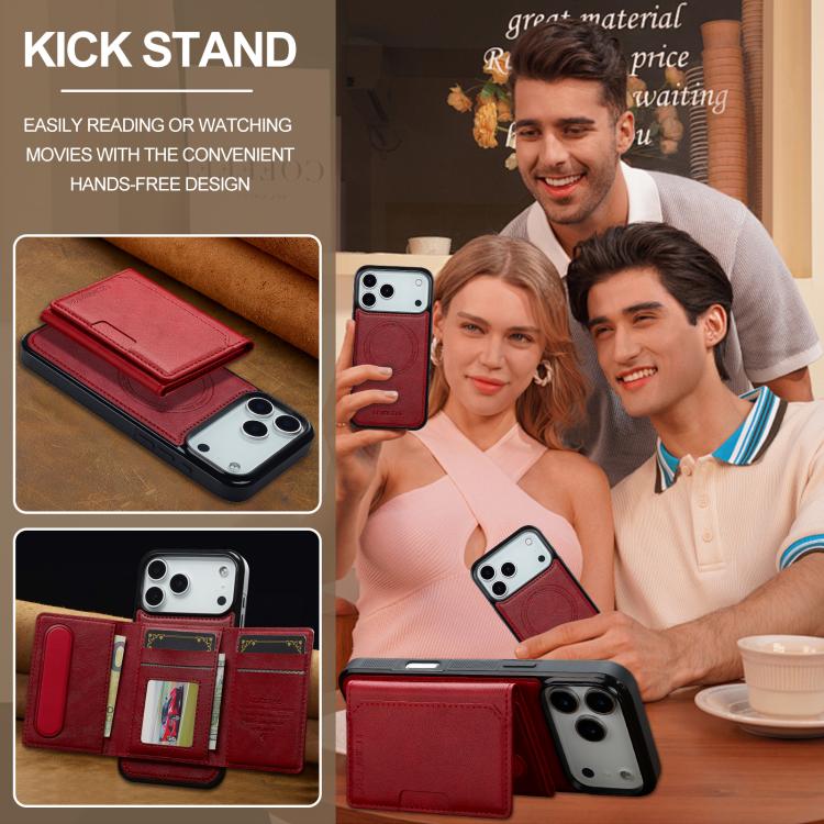 For iPhone 17 Pro LC.IMEEKE L5 Series Detachable RFID Card Bag Magsafe Phone Case(Red) - iPhone 17 Pro Cases by LC.IMEEKE | Online Shopping UK | buy2fix