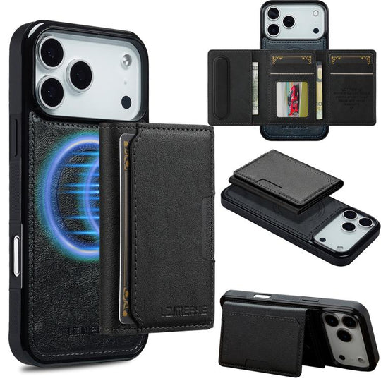For iPhone 18 Pro Max / 17 Pro Max LC.IMEEKE L5 Series Detachable RFID Card Bag Magsafe Phone Case(Black)