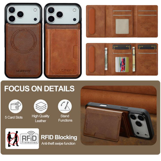 For iPhone 17 Pro Max LC.IMEEKE L5 Series Detachable RFID Card Bag Magsafe Phone Case(Brown) - iPhone 17 Pro Max Cases by LC.IMEEKE | Online Shopping UK | buy2fix