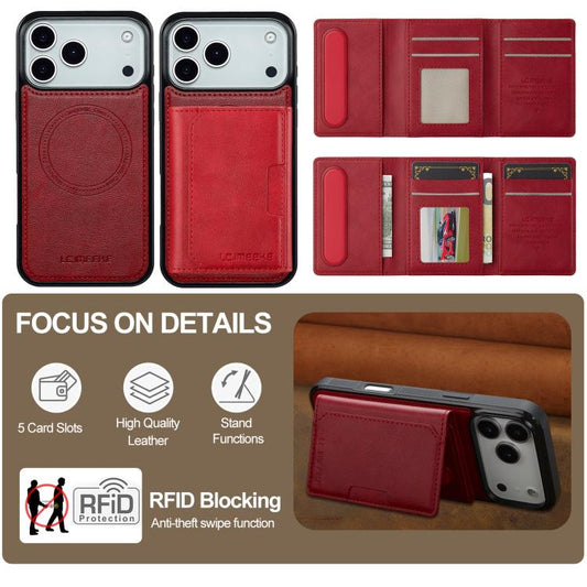 For iPhone 17 Pro Max LC.IMEEKE L5 Series Detachable RFID Card Bag Magsafe Phone Case(Red) - iPhone 17 Pro Max Cases by LC.IMEEKE | Online Shopping UK | buy2fix