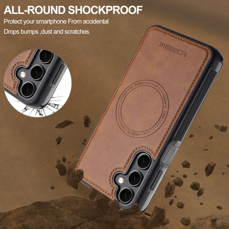 For Samsung Galaxy S24 FE 5G LC.IMEEKE L5 Series Detachable RFID Card Bag Magsafe Phone Case(Brown) - Galaxy S24 FE 5G Cases by LC.IMEEKE | Online Shopping UK | buy2fix