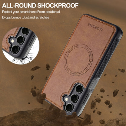 For Samsung Galaxy S24 FE 5G LC.IMEEKE L5 Series Detachable RFID Card Bag Magsafe Phone Case(Brown) - Galaxy S24 FE 5G Cases by LC.IMEEKE | Online Shopping UK | buy2fix