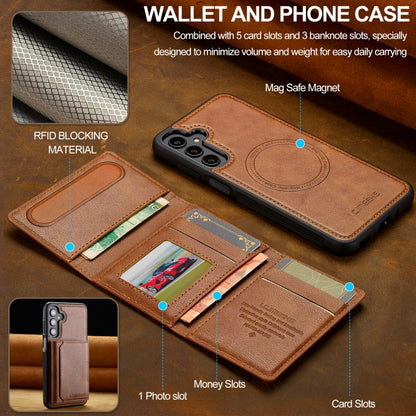 For Samsung Galaxy S24 FE 5G LC.IMEEKE L5 Series Detachable RFID Card Bag Magsafe Phone Case(Brown) - Galaxy S24 FE 5G Cases by LC.IMEEKE | Online Shopping UK | buy2fix