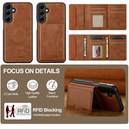 For Samsung Galaxy S24 FE 5G LC.IMEEKE L5 Series Detachable RFID Card Bag Magsafe Phone Case(Brown) - Galaxy S24 FE 5G Cases by LC.IMEEKE | Online Shopping UK | buy2fix