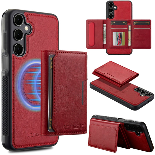 For Samsung Galaxy S24 FE 5G LC.IMEEKE L5 Series Detachable RFID Card Bag Magsafe Phone Case(Red) - Galaxy S24 FE 5G Cases by LC.IMEEKE | Online Shopping UK | buy2fix