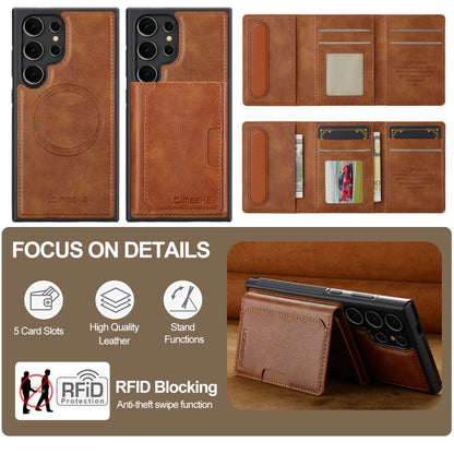 For Samsung Galaxy S24 Ultra 5G LC.IMEEKE L5 Series Detachable RFID Card Bag Magsafe Phone Case(Brown) - Galaxy S24 Ultra 5G Cases by LC.IMEEKE | Online Shopping UK | buy2fix