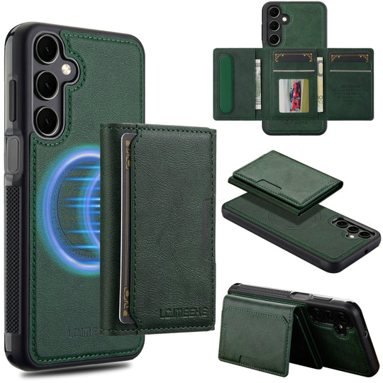 For Samsung Galaxy S24+ 5G LC.IMEEKE L5 Series Detachable RFID Card Bag Magsafe Phone Case(Green)