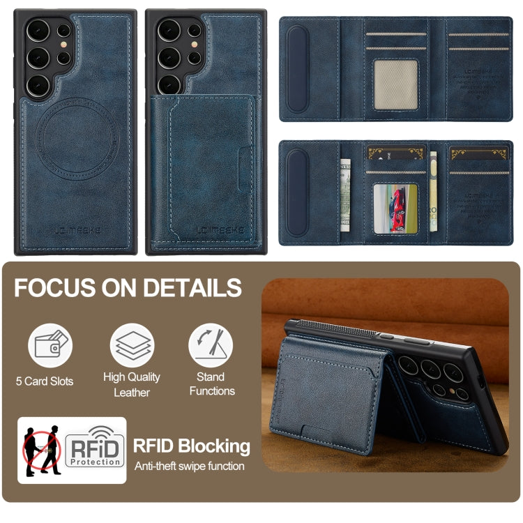 For Samsung Galaxy S22 Ultra 5G LC.IMEEKE L5 Series Detachable RFID Card Bag Magsafe Phone Case(Blue) - Galaxy S22 Ultra 5G Cases by LC.IMEEKE | Online Shopping UK | buy2fix