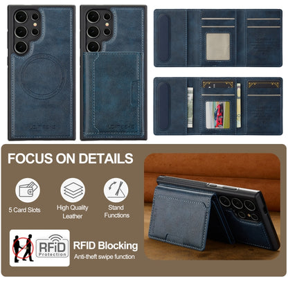 For Samsung Galaxy S22 Ultra 5G LC.IMEEKE L5 Series Detachable RFID Card Bag Magsafe Phone Case(Blue) - Galaxy S22 Ultra 5G Cases by LC.IMEEKE | Online Shopping UK | buy2fix