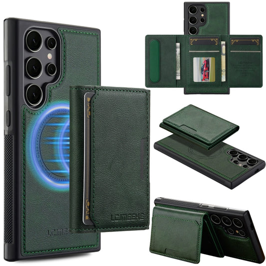 For Samsung Galaxy S22 Ultra 5G LC.IMEEKE L5 Series Detachable RFID Card Bag Magsafe Phone Case(Green) - Galaxy S22 Ultra 5G Cases by LC.IMEEKE | Online Shopping UK | buy2fix