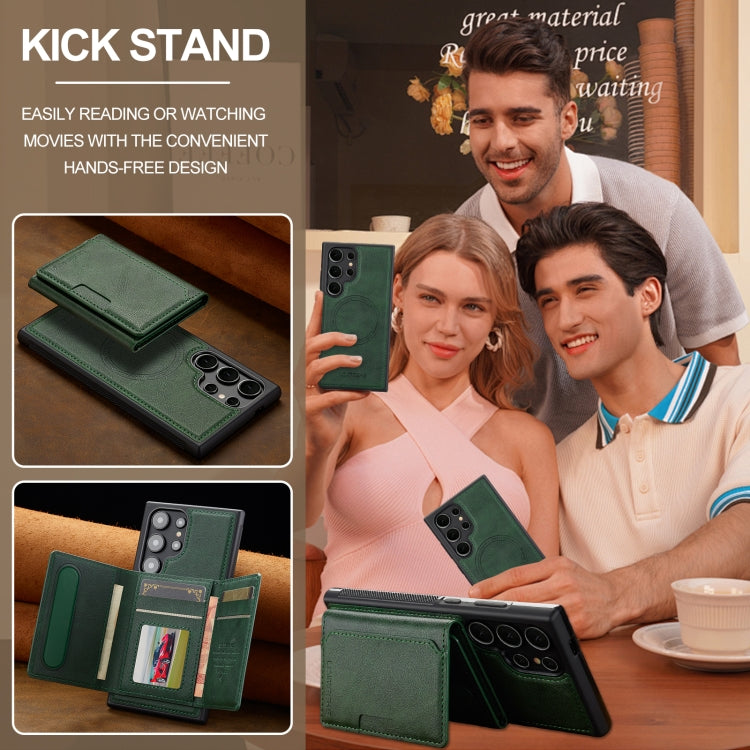 For Samsung Galaxy S22 Ultra 5G LC.IMEEKE L5 Series Detachable RFID Card Bag Magsafe Phone Case(Green) - Galaxy S22 Ultra 5G Cases by LC.IMEEKE | Online Shopping UK | buy2fix