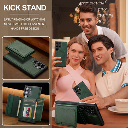 For Samsung Galaxy S22 Ultra 5G LC.IMEEKE L5 Series Detachable RFID Card Bag Magsafe Phone Case(Green) - Galaxy S22 Ultra 5G Cases by LC.IMEEKE | Online Shopping UK | buy2fix