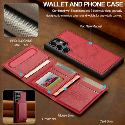 For Samsung Galaxy S22 Ultra 5G LC.IMEEKE L5 Series Detachable RFID Card Bag Magsafe Phone Case(Red) - Galaxy S22 Ultra 5G Cases by LC.IMEEKE | Online Shopping UK | buy2fix