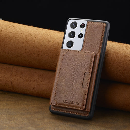 For Samsung Galaxy S21 Ultra 5G LC.IMEEKE L5 Series Detachable RFID Card Bag Magsafe Phone Case(Brown) - Galaxy S21 Ultra 5G Cases by LC.IMEEKE | Online Shopping UK | buy2fix